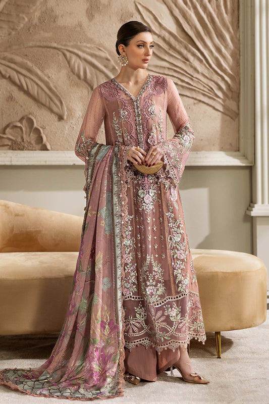 Coffee Elegance – Embroidered Chiffon 3-Piece
