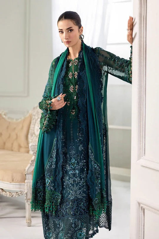 Green Aura – Embroidered Chiffon Ensemble 3-Piece