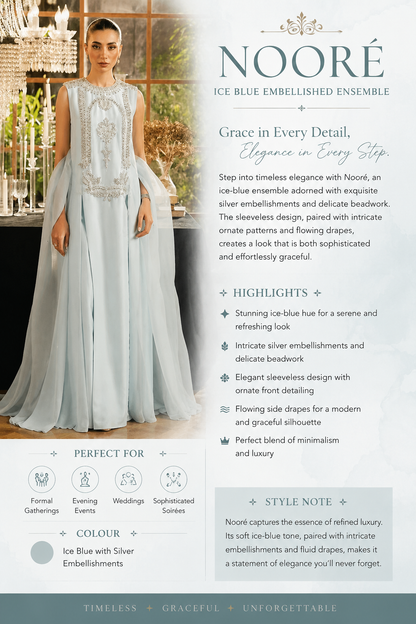 NOORE — Ice Blue Embellished Ensemble