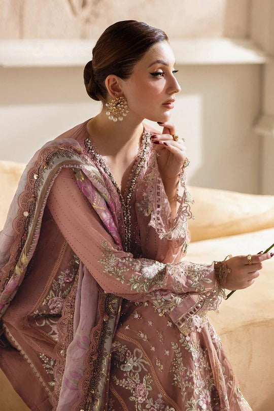 Coffee Elegance – Embroidered Chiffon 3-Piece