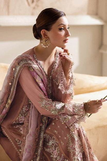 Coffee Elegance – Embroidered Chiffon 3-Piece