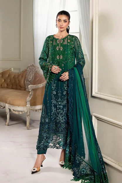 Green Aura – Embroidered Chiffon Ensemble 3-Piece