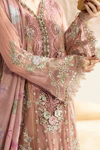 Coffee Elegance – Embroidered Chiffon 3-Piece