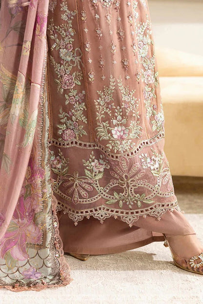 Coffee Elegance – Embroidered Chiffon 3-Piece