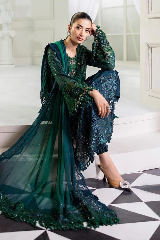 Green Aura – Embroidered Chiffon Ensemble 3-Piece