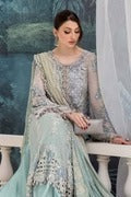 Aqua Serenity Embroidered Chiffon Suit