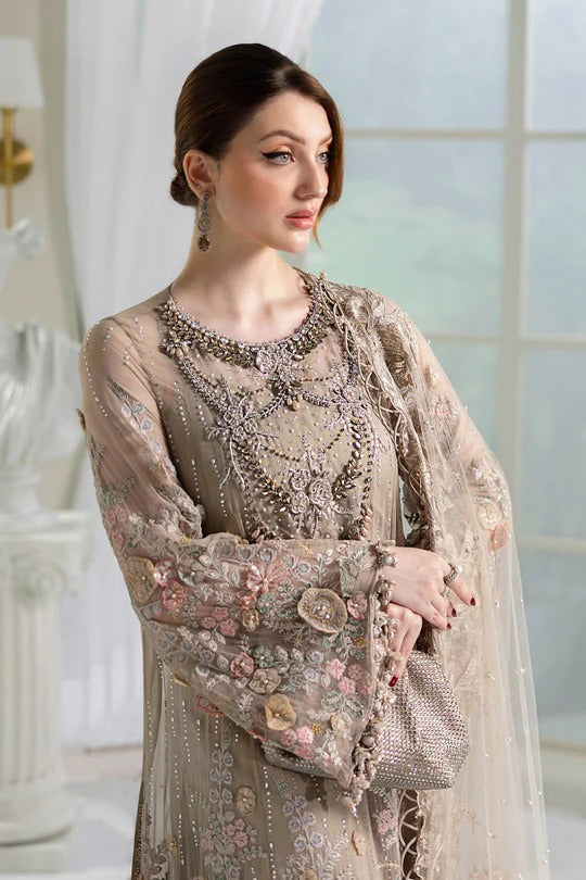 Timeless Coffee – Designer Embroidered 3-Piece Dress