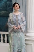 Aqua Serenity Embroidered Chiffon Suit