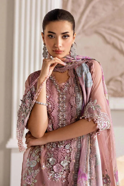 Coffee Elegance – Embroidered Chiffon 3-Piece
