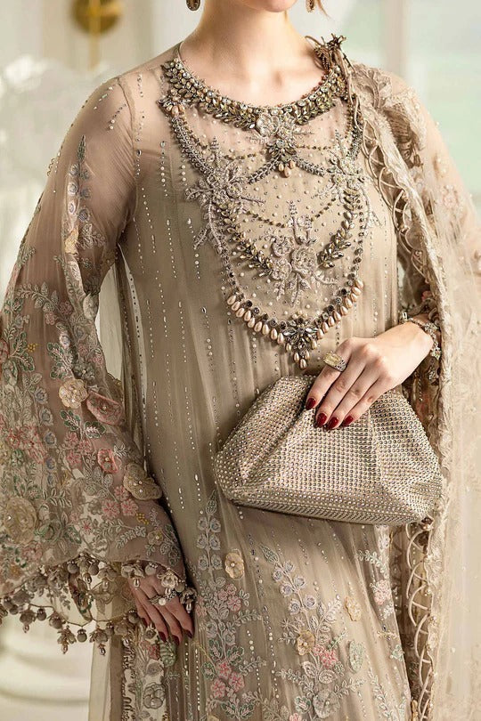 Timeless Coffee – Designer Embroidered 3-Piece Dress