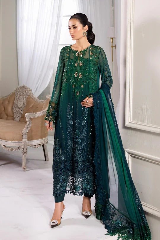 Green Aura – Embroidered Chiffon Ensemble 3-Piece