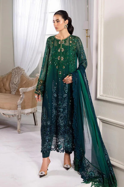 Green Aura – Embroidered Chiffon Ensemble 3-Piece