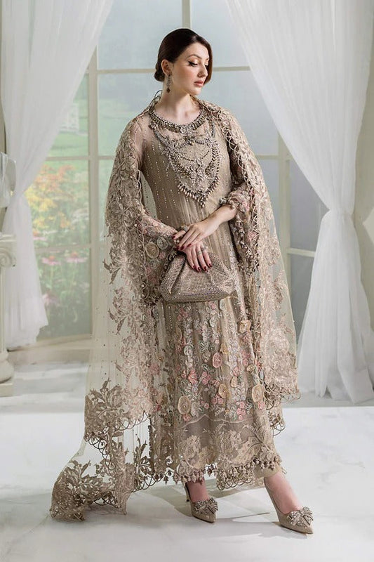 Timeless Coffee – Designer Embroidered 3-Piece Dress