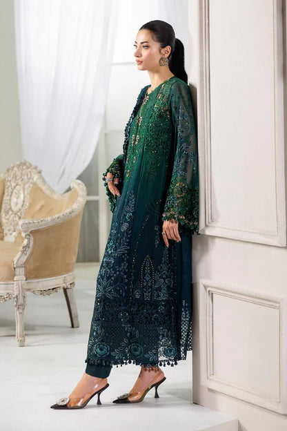 Green Aura – Embroidered Chiffon Ensemble 3-Piece